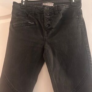 Free People Black Button Fly Jeans Lace up Ankle